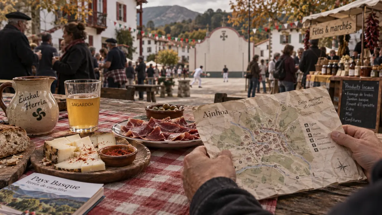 Evenement pays basque : table de marché basque, cidre et piment d’Espelette