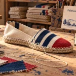 Fabricant espadrille pays basque : espadrille en atelier, toile et semelle en jute