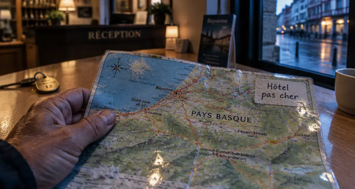 Hotel pas cher au Pays basque : carte routière à Bayonne devant la réception