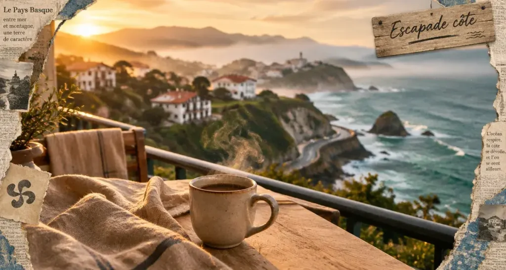 Vue mer depuis balcon d’hôtel, hôtels Pays Basque