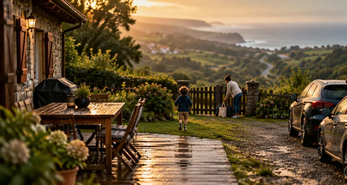 Location maison vacances Pays basque : terrasse et jardin près d’une maison basque