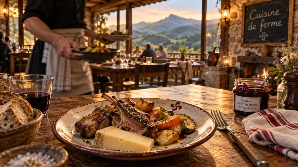 Meilleure ferme auberge pays basque : assiette basque, produits locaux et montagne
