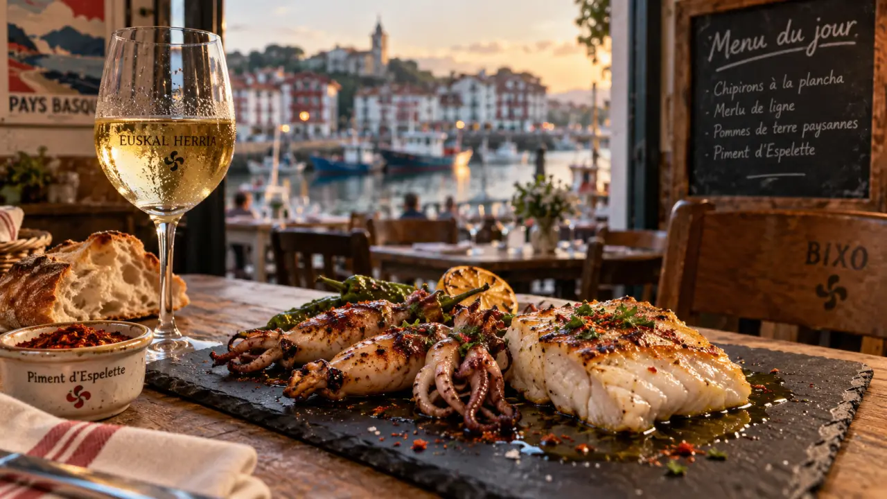 Meilleurs restaurants Pays basque : chipirons et merlu, menu du jour en restaurant basque