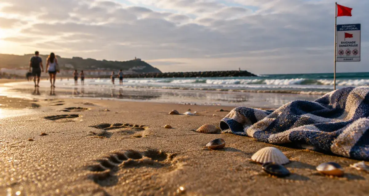 Plage pays basque à Hendaye, sable mouillé et vagues
