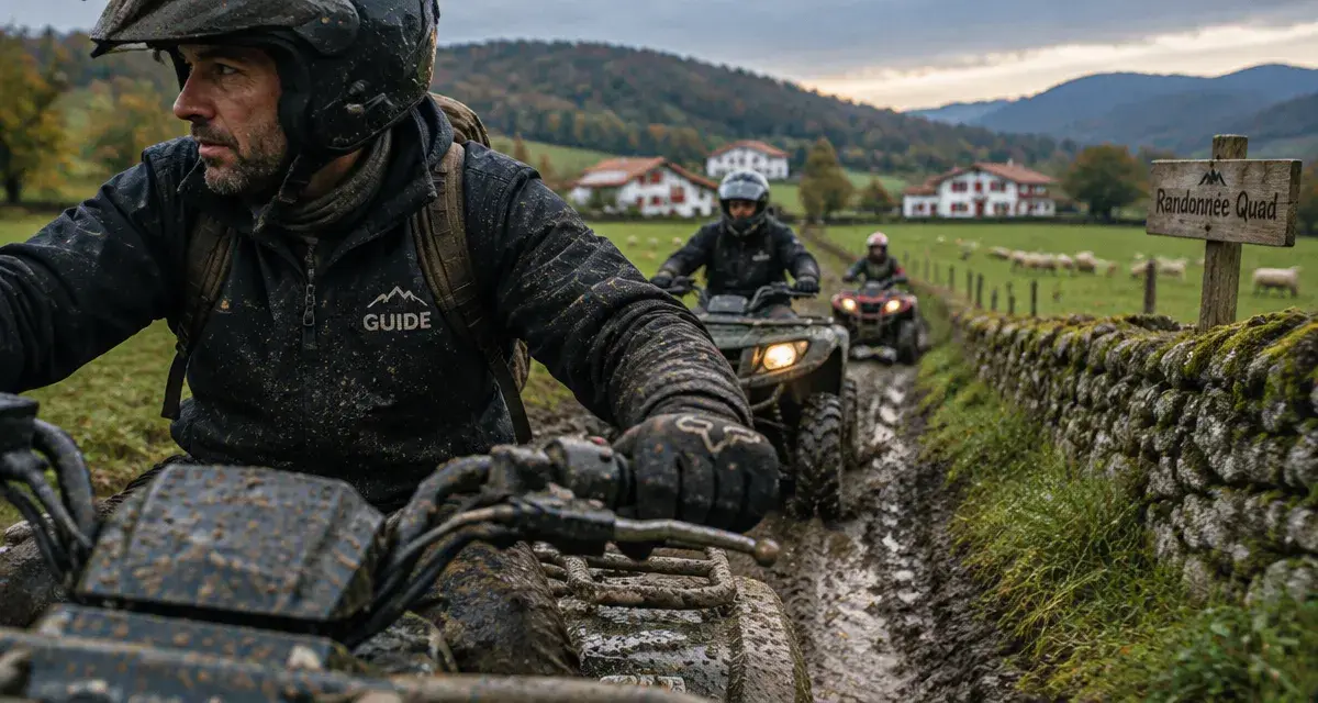Rando quad pays basque : guide à côté des quads sur chemin humide
