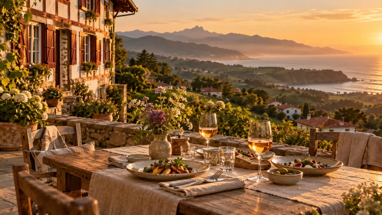 Table sur terrasse au Pays basque : relais et chateaux pays basque, vue océan